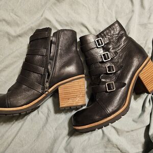 Kork-Ease Brown Ankle Boots with Buckle Straps
